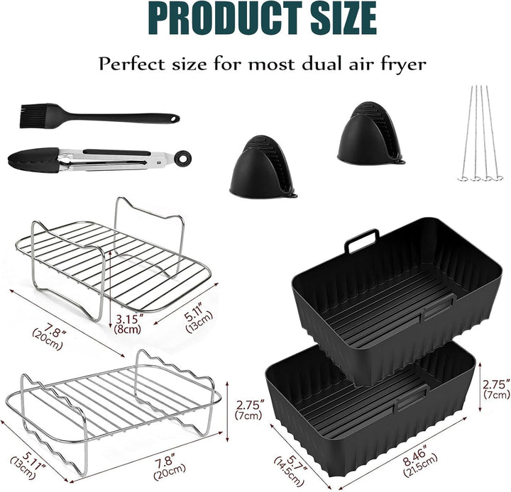 Heissluftfritteuse Zubehör für Ninja-8 Stück Airfryer Zubehör für Ninja Foodi Max Dual Zone AF400EU/