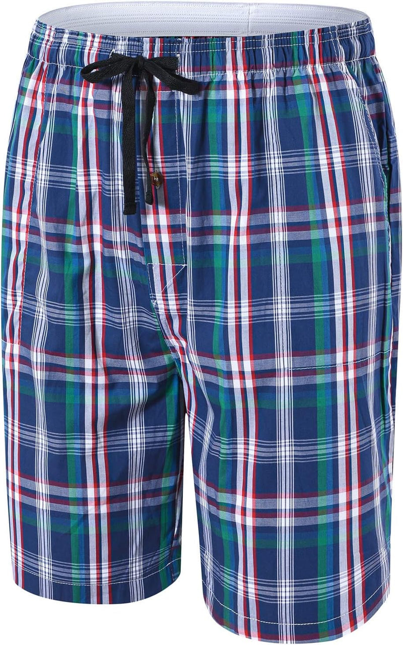 AjezMax Herren 3er Pack Schlafanzughose Kurz Baumwolle Kariert Pyjamahose Shorty Sommer Nachtwäsche