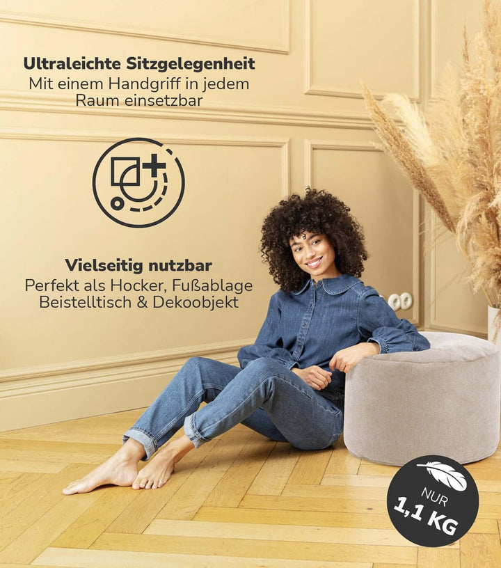 mokebo® Minipouf, Hocker o. Bodenkissen 50x30cm 'Der Ruhepouf' Sitzhocker rund & Fusshocker fürs Woh