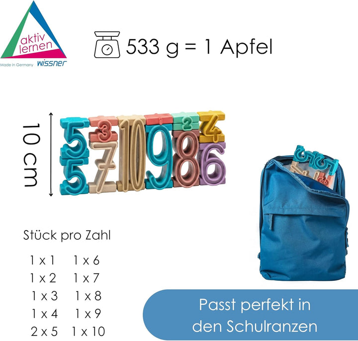 WISSNER® RE-Wood Montessori Stapelzahlen (11 Stück) – Lernspielzeug 11 Teile, 11 Teile