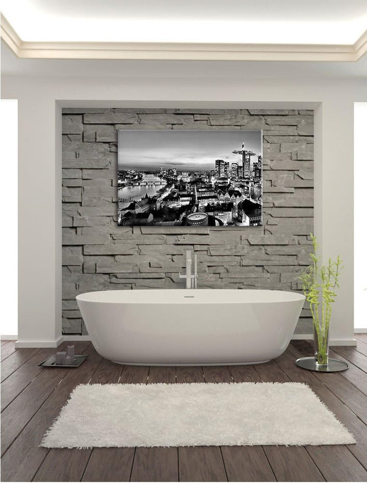 Pixxprint Frankfurt Skyline als Leinwandbild/Grösse: 100x70 / Wandbild/Kunstdruck/fertig bespannt, 1