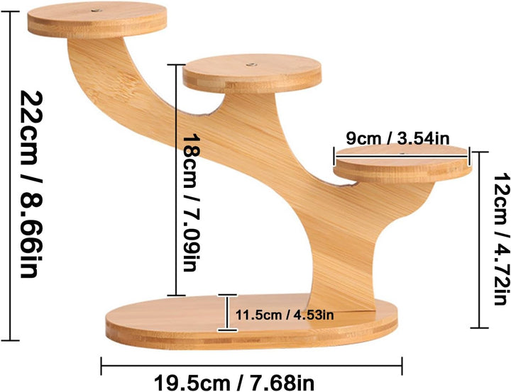 3 Etagen Mini Bambus-Pflanzenständer für den Innenbereich, Abgestuftes Sukkulenten-Fensterbrett-Rega