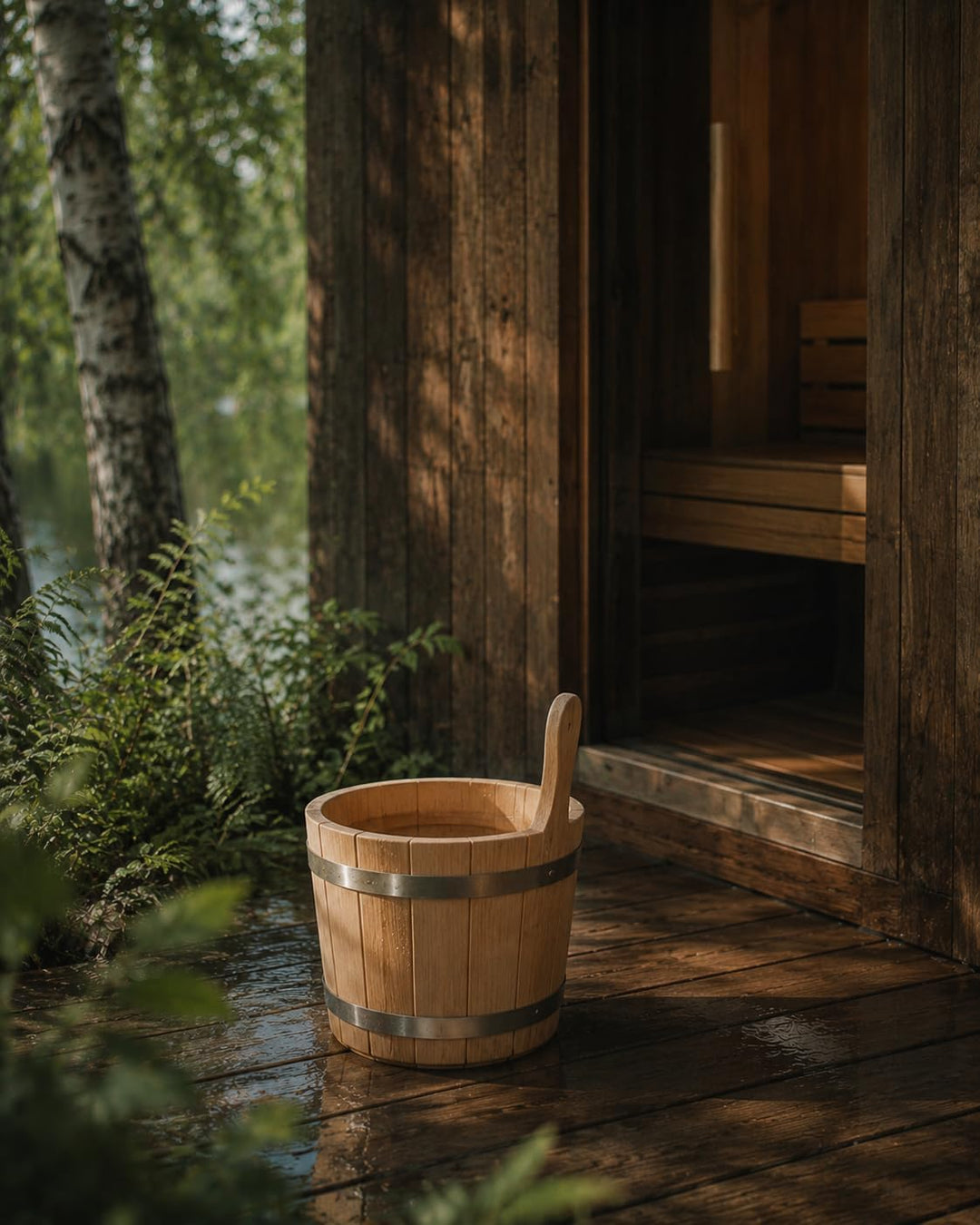 Sauna-Eimer mit Saunakelle aus 100% nordischer Fichte naturbelassen | Deutsches Qualitätsprodukt | 5