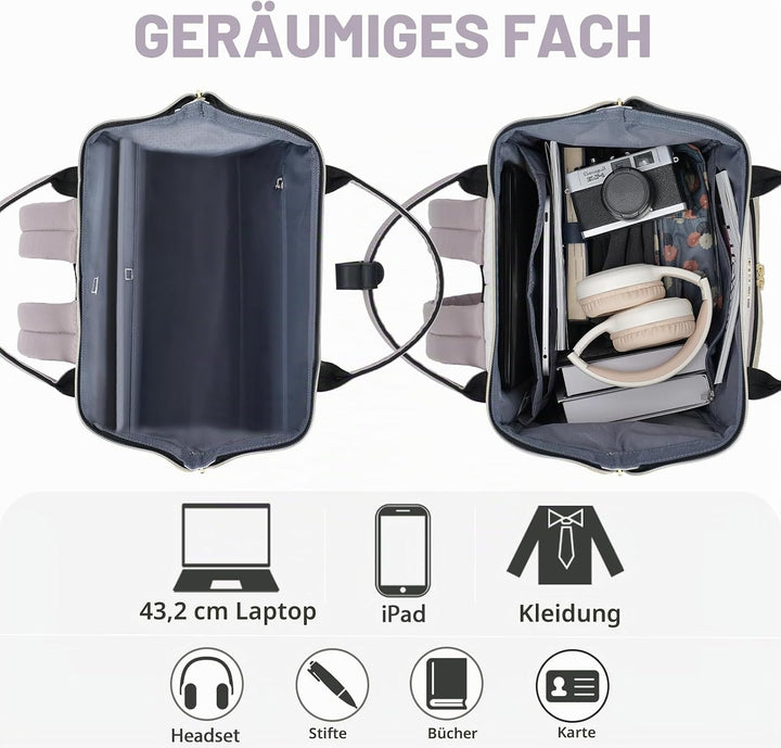 EMPSIGN 17-Zoll-Laptop-Rucksack für Damen, ideal für Arbeit, Reisen und Uni, geräumig, wasserabweise