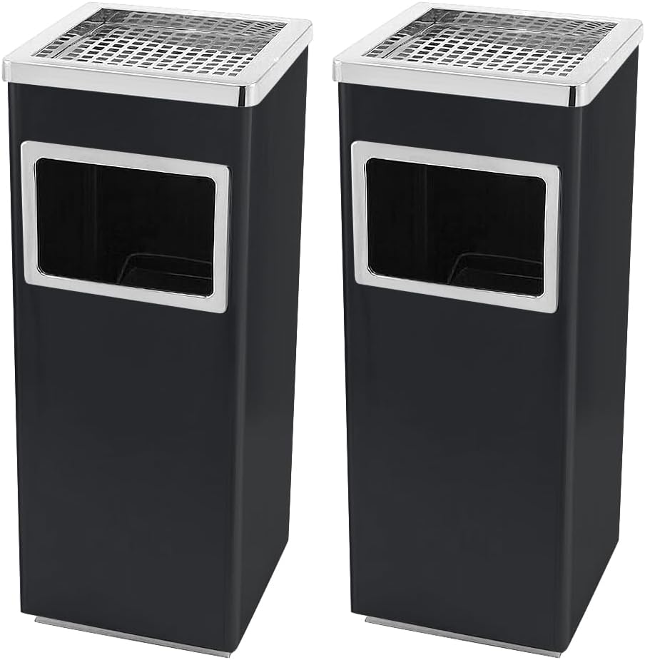 Mülleimer mit Aschenbecher, Edelstahl, Mülleimer, elegantes Design, funktional, raffiniert, herausne