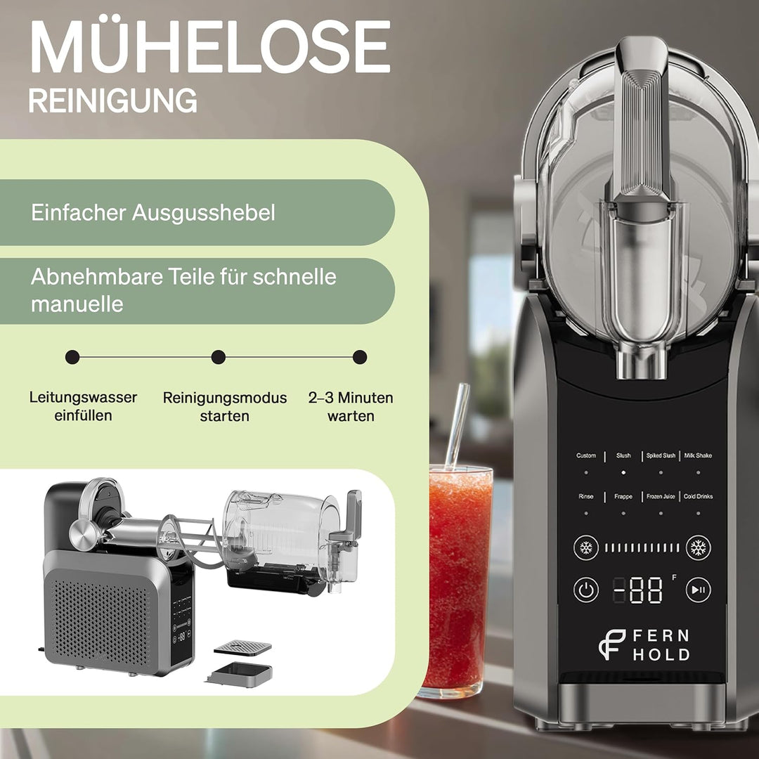Slush Maschine mit 7 smarten Programmen - 2L Slushie Machine mit Holz-Gleitbrett für Zuhause für Slu