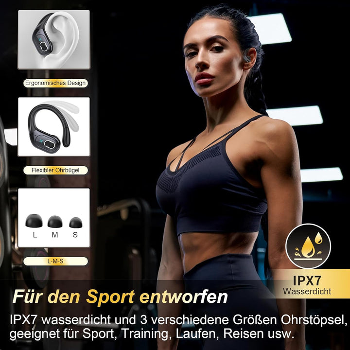 Kopfhörer Sport, 2025 in Ear Kopfhörer Kabellos Bluetooth 5.4 mit HD Mic, 75Std HiFi Stereo Bluetoot
