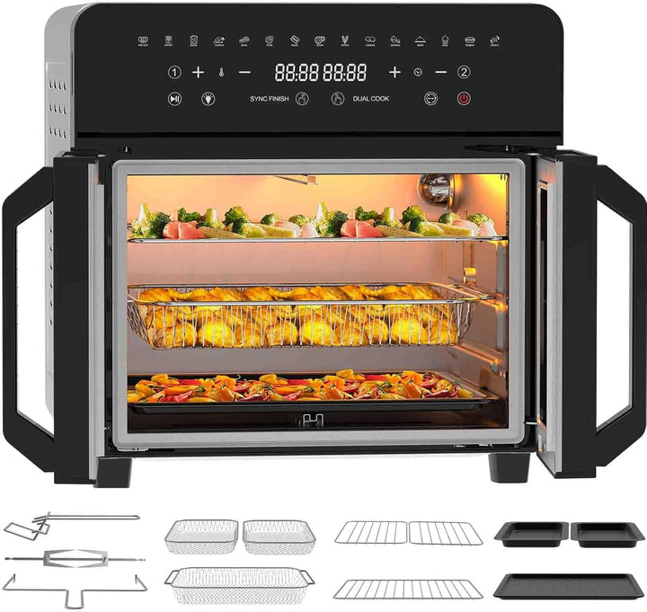 iceagle Heissluftfritteuse 23L Dual Zone - XXL Airfryer mit French Door | Heissluftfritteuse Ofen mi