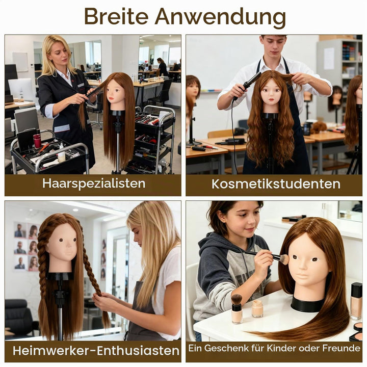 TopDirect 60cm/23.5 Zoll 80% Echthaar Haar Frisierkopf Schminkpuppe Kopf, Bilden Make-up Friseur Übu