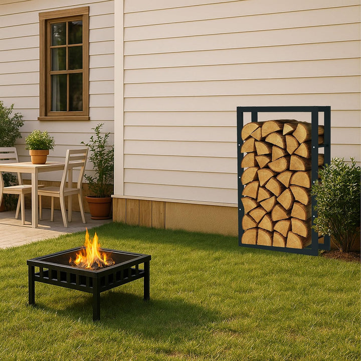 SCHMIDT security tools Kaminholzregal 60x25x100cm Stahl Schwarz Brennholzregal Holzstapelhilfe Holzu