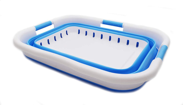 SAMMART 41L Collapsible 3 Handled Plastic Laundry Basket - Foldable Pop Up Storage Container/Organiz