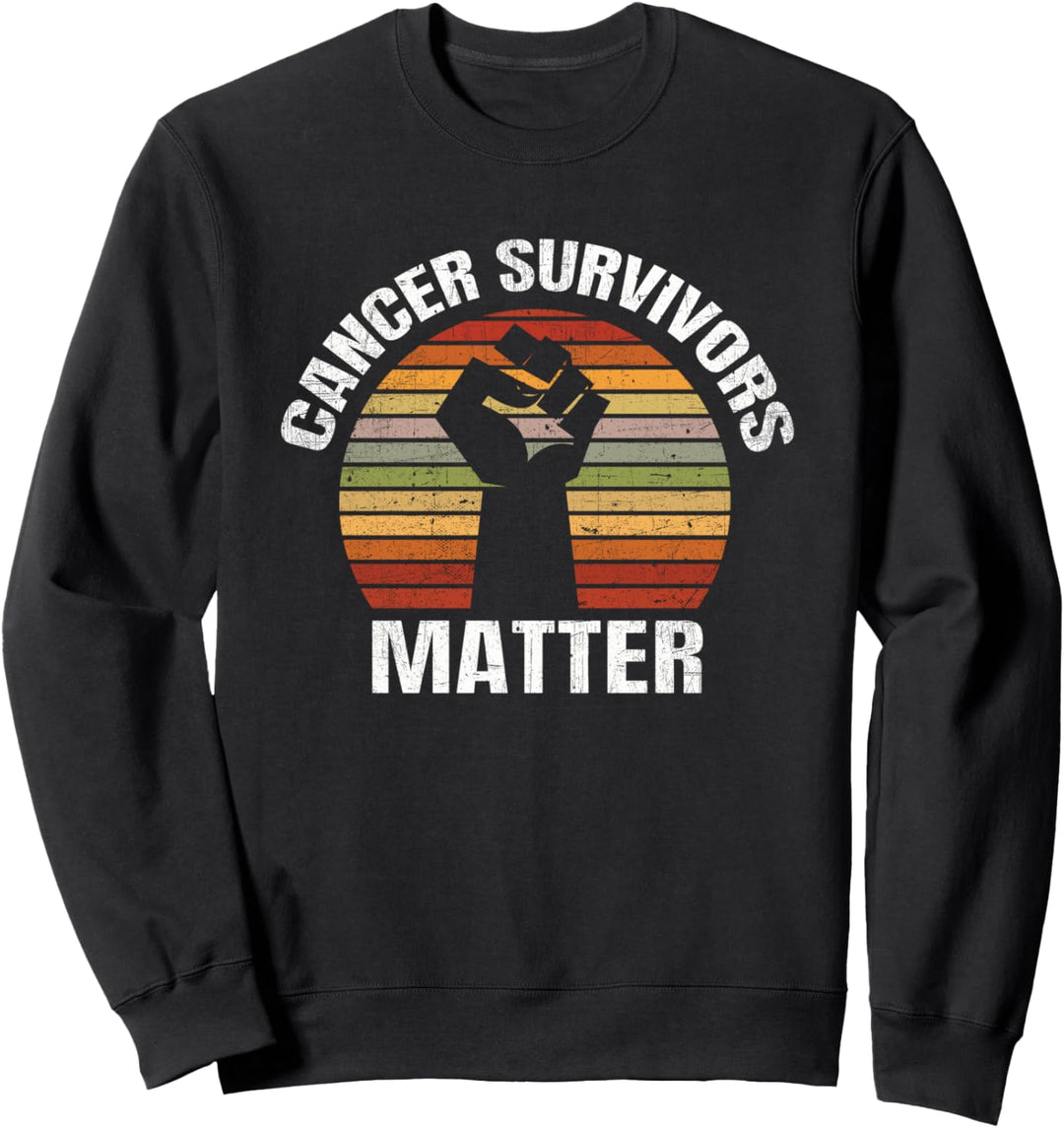 Krebsüberlebende Materie geballter Faust-Sonnenuntergang Sweatshirt