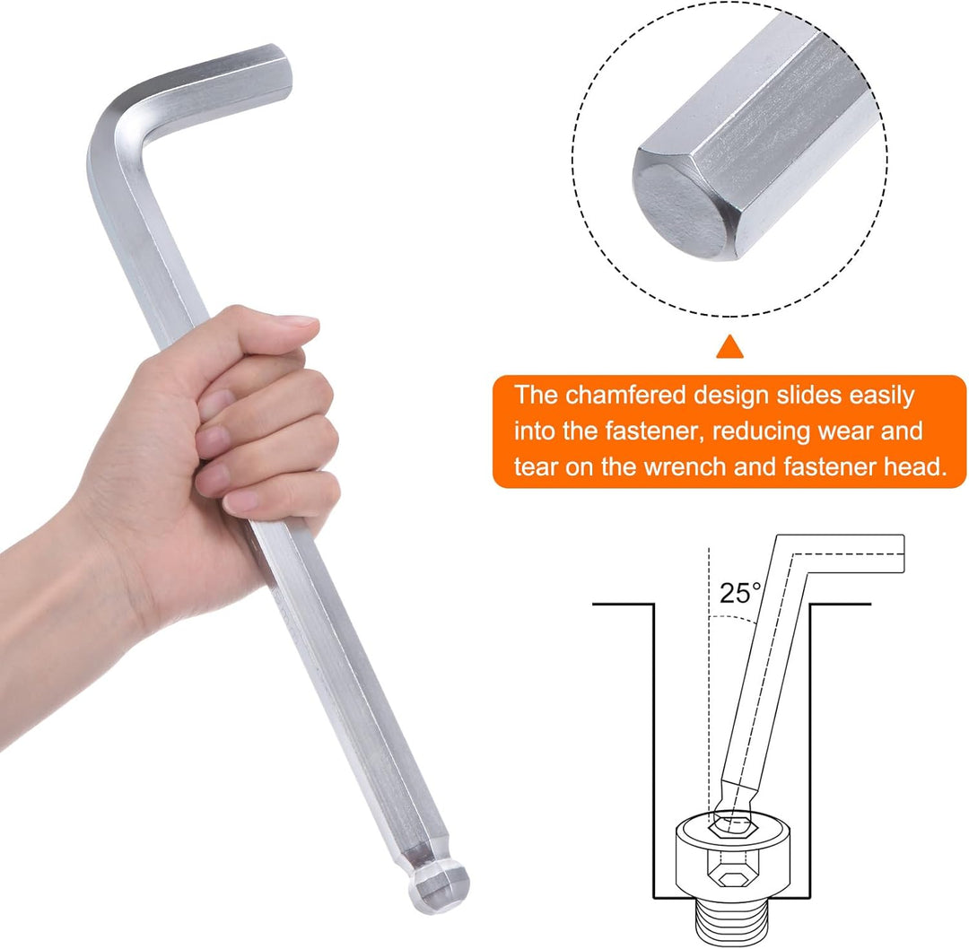 QUARKZMAN Innensechskantschlüssel mit Kugelkopf 19mm L Form langer Arm Sechskantschlüssel Metrische