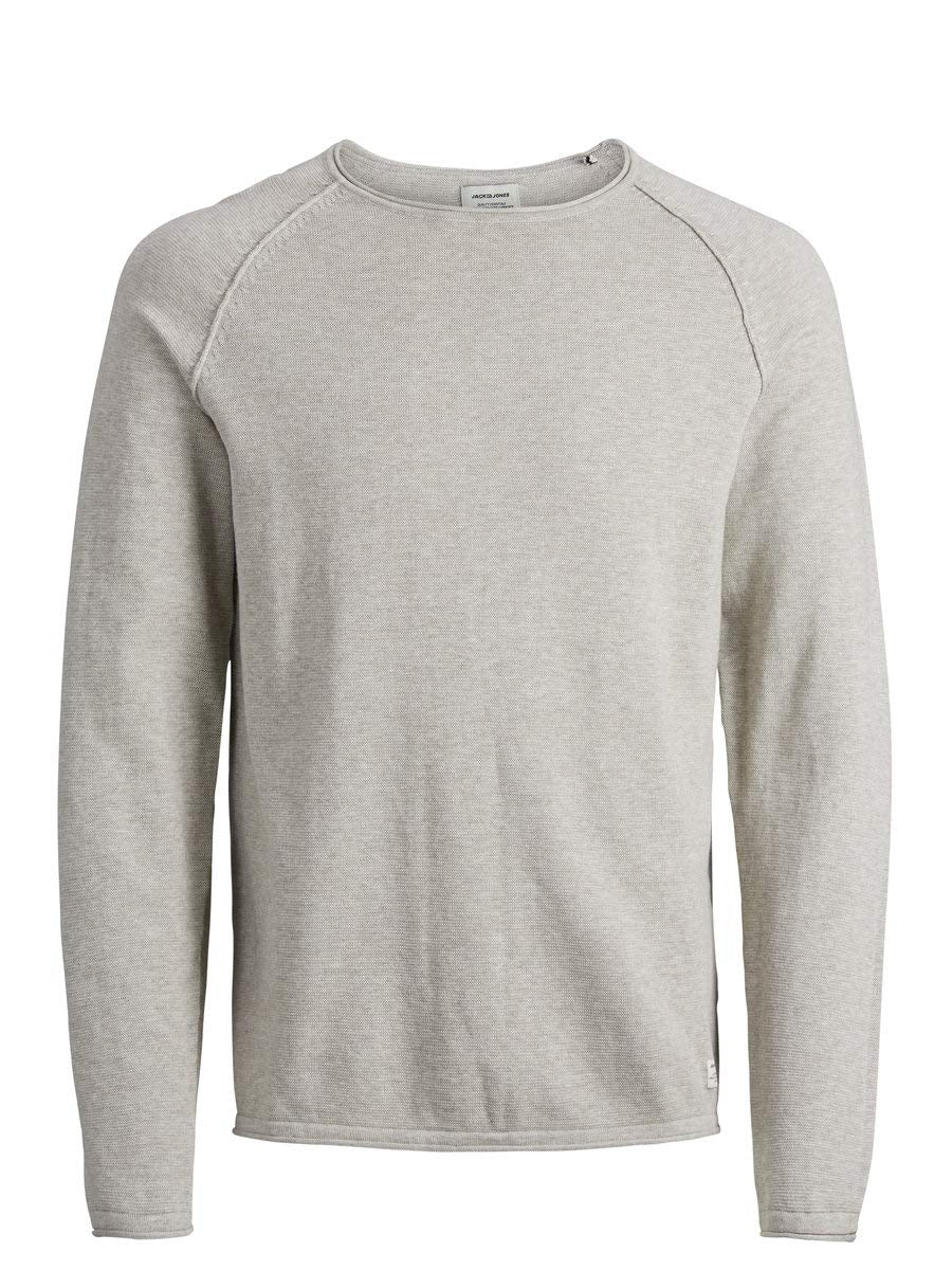 JACK & JONES Male Strickpullover mit Rundhals Einfarbig Strickpullover mit Rundhals XL Elfenbein (Oa