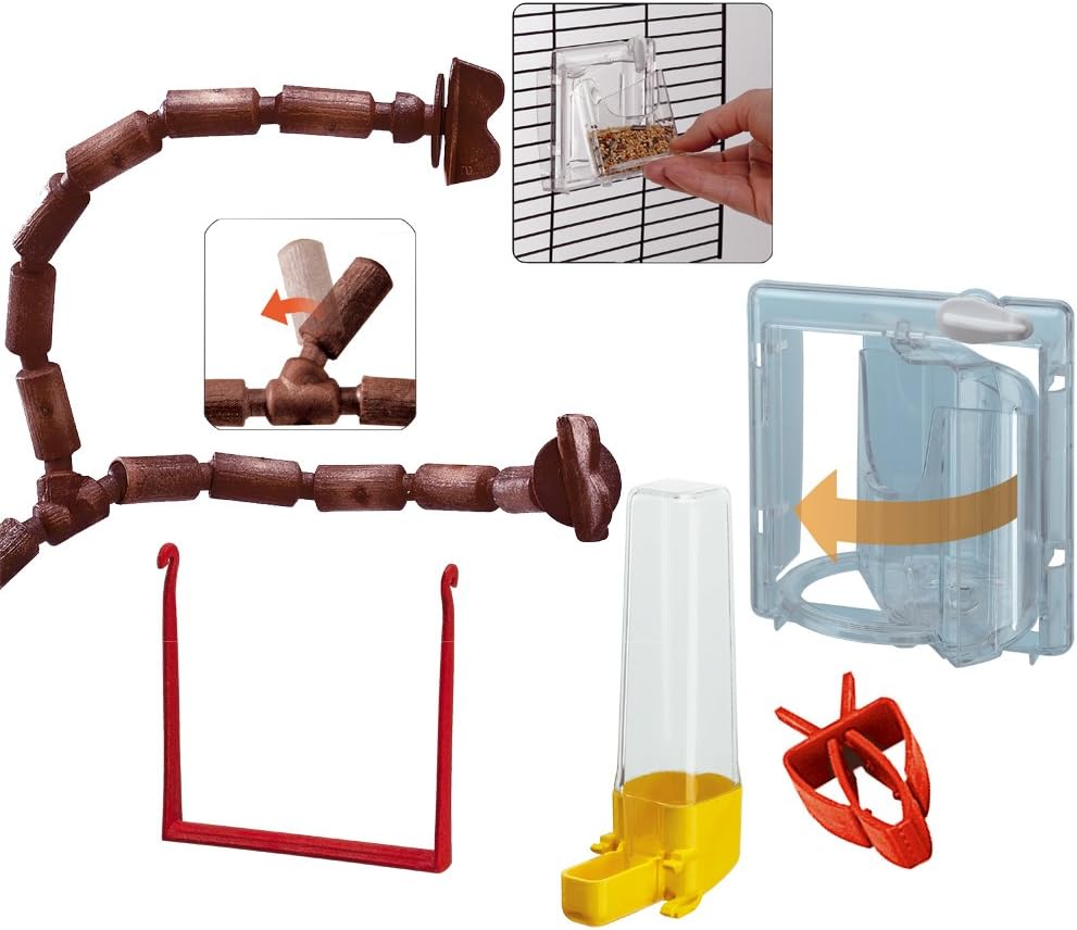 Ferplast Vogelkäfig Wellensittich Käfig Exotenkäfig, inkl. Vogelspielzeug, Vogel-Futternapf, Vogel-S