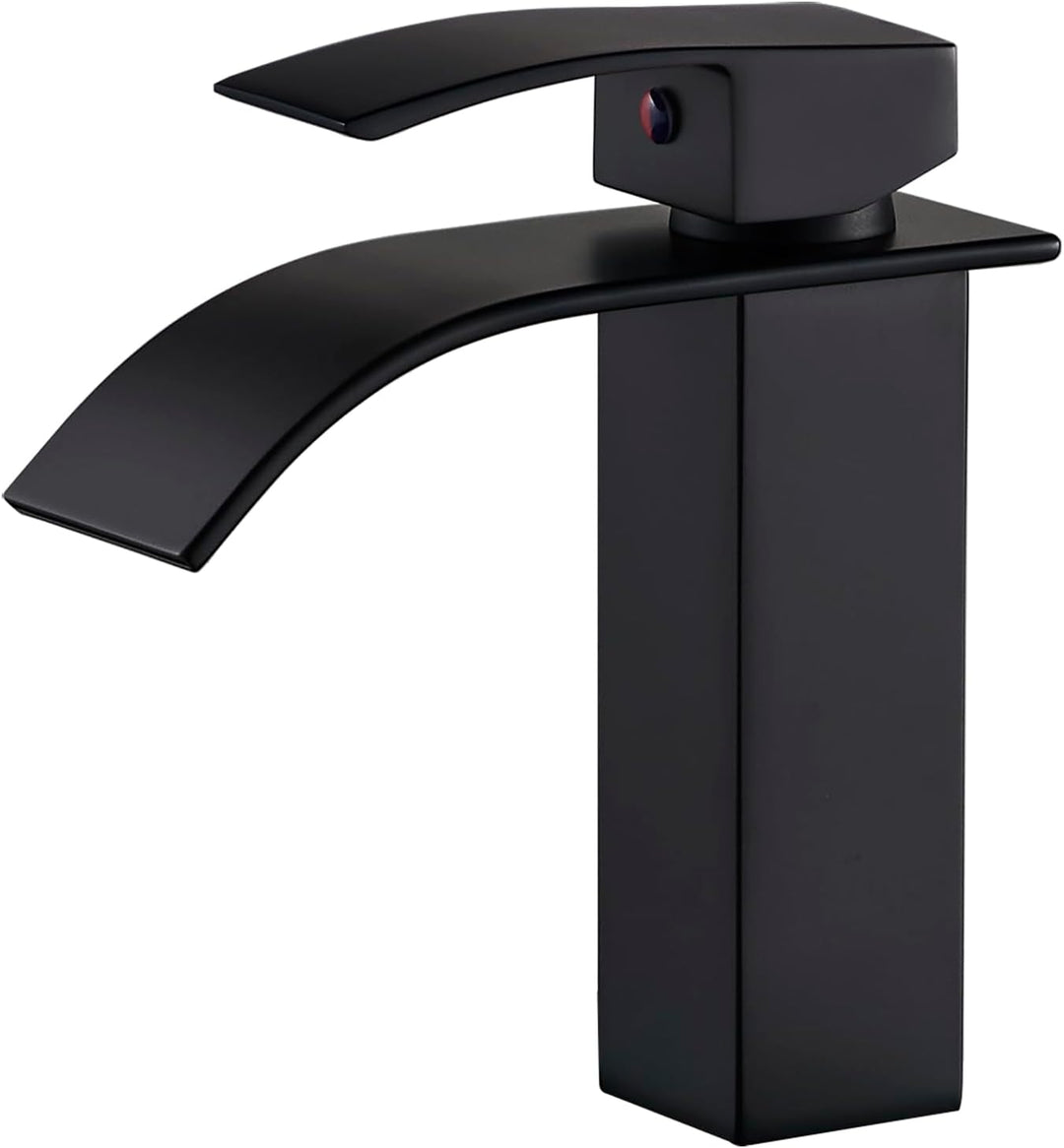 GENBONS Wasserhahn Bad Schwarz, Wasserfall Waschtischarmatur für Badezimmer, Mischbatterie Waschbeck