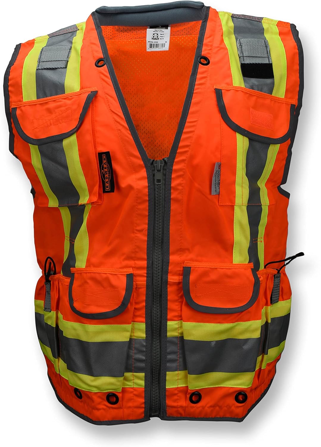 Radians SV55-2ZOD-L Industrielle Sicherheitsweste, hohe Sichtbarkeit, Orange, Grösse L L Hochsichtba
