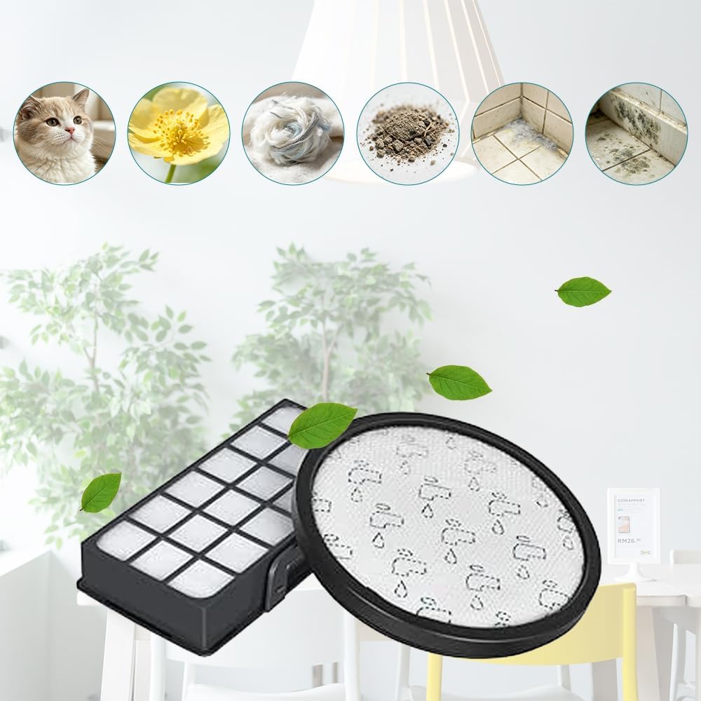 2 Sätze RO6921EA Filter, Ersatzfilter für Rowenta X-Trem Power Cyclonic/Silence Force Cyclonic Staub