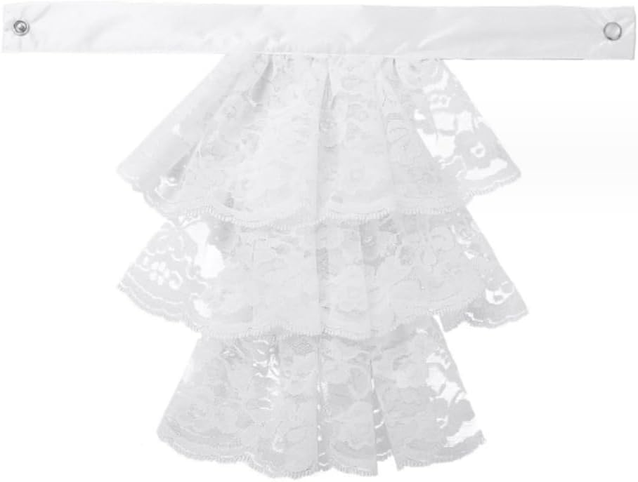 Elegtiskas Detachable Dickey Collar Victorian Lace Jabot Neck Ruff Collar Fake Collar S-M 244white,