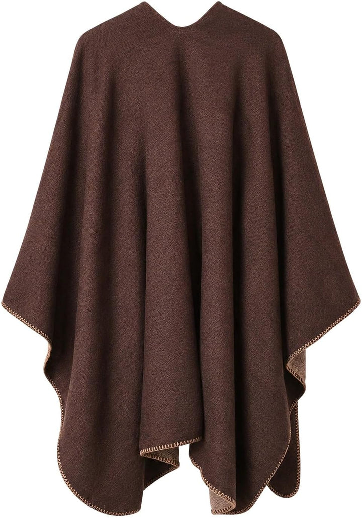 Lifetooler Frauen Poncho Damen Open Front Winterstrickjacke Lady Wendeumhang Bedruckte übergrosse Um