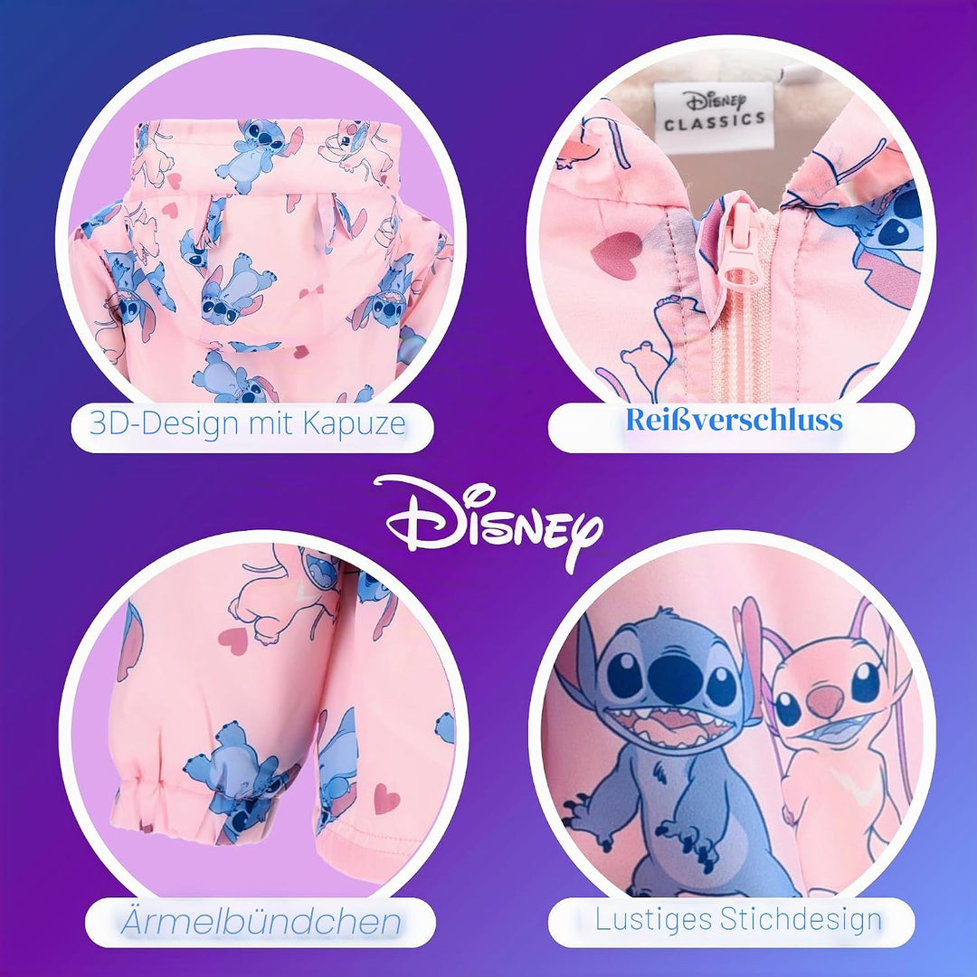 Disney Stitch Mädchen Jacke, Klassisches Sweatshirt Weiches Material, 3D Kapuzenjacke für Mädchen, G