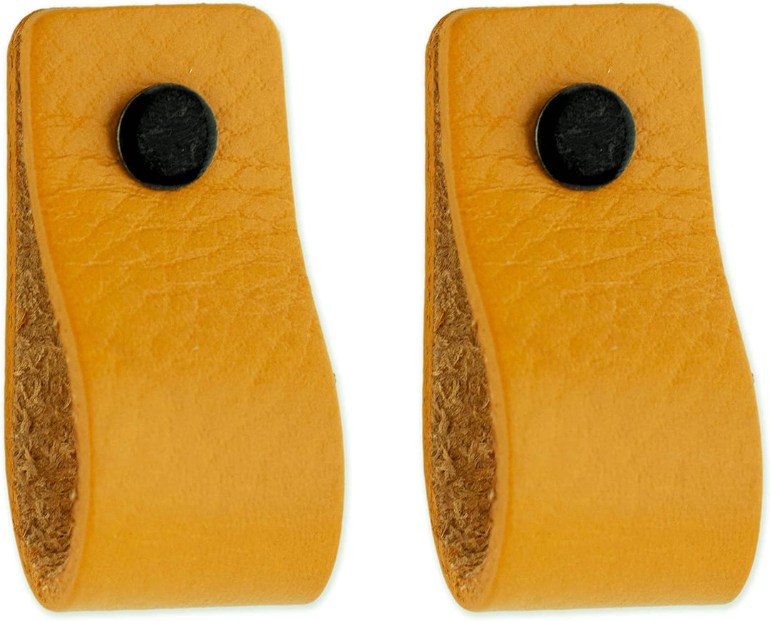 Brute Strength - Ledergriffe für Möbel - Ockergelb - 4 Stück - 12,5 x 2,5 cm - Schrankgriff, Türgrif