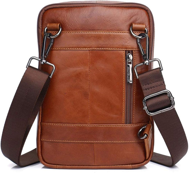 Umhängetasche aus Leder Schulter Crossbody Reisetasche für Herren Frauen 