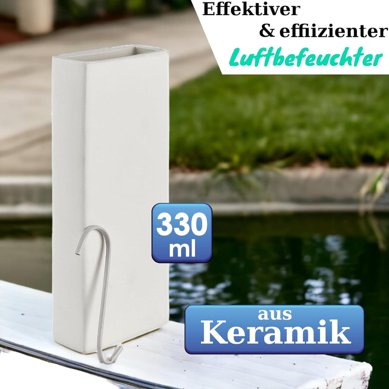 Luftbefeuchter für Heizung Set inkl. Haken - Keramik Wasserverdunster - beige matt - Wasserverdunste