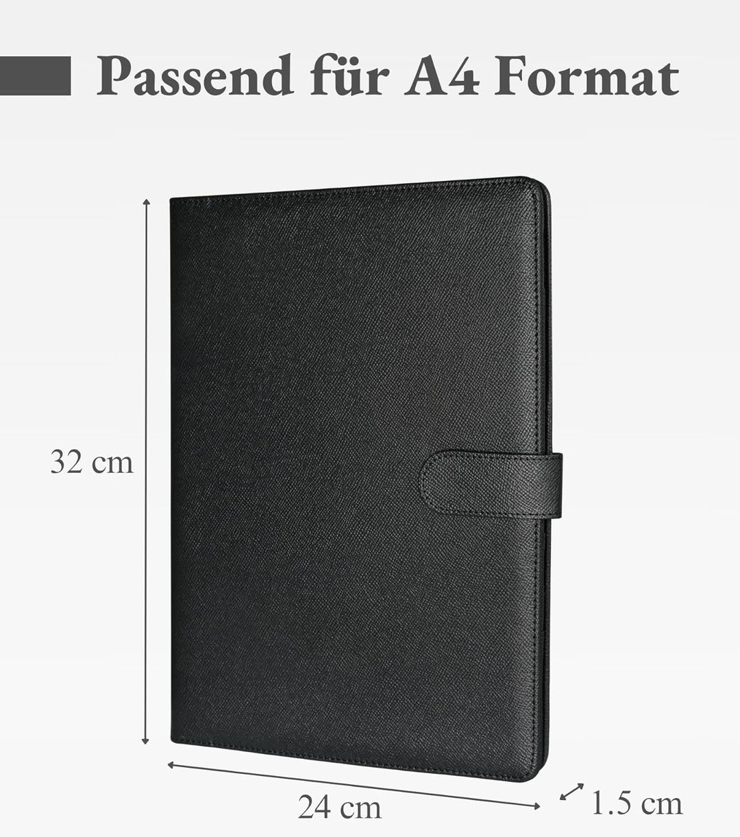 Mymazn Klemmbrett A4 mit Deckel, Mappe A4 Schreibmappe Klemmbrettmappe in Schwarz, PU-Leder Konferen