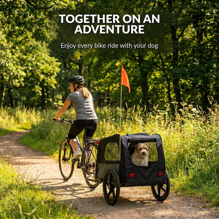Fahrradanhänger für Hunde, 2-in-1, faltbar, mit Buggy-Funktion, Bollerwagen für kleine Hunde, Belüft