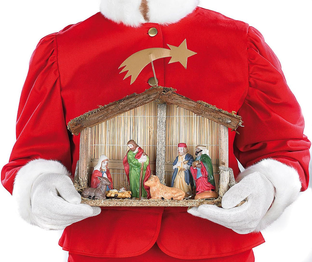 PEARL Weihnachtskrippe: Weihnachts-Krippe (10-teilig) mit handbemalten Porzellan-Figuren (Weihnachts