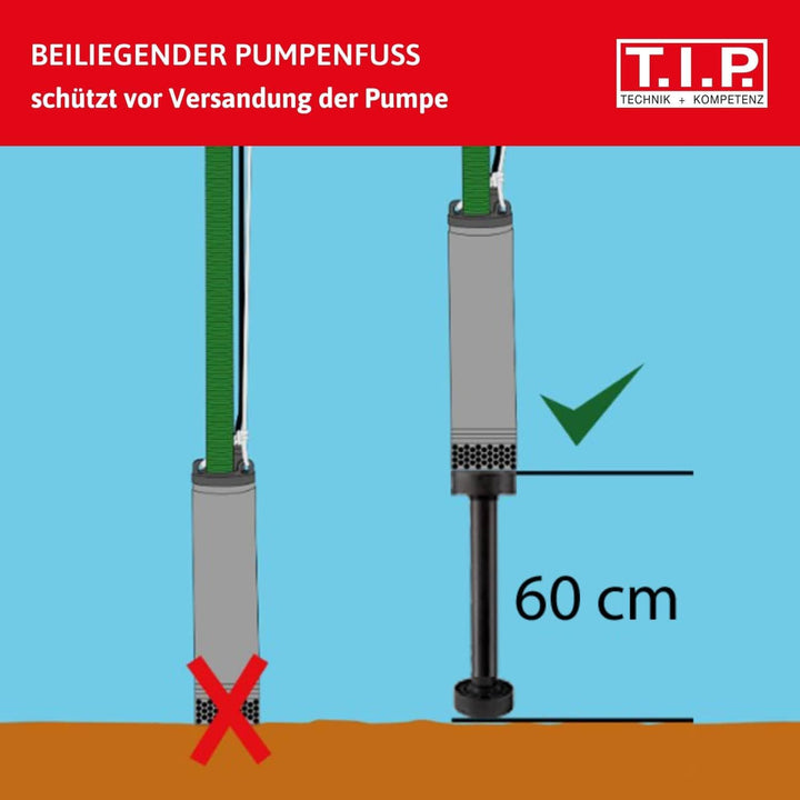 T.I.P. Brunnenpumpe - Tiefbrunnenpumpe Edelstahl (5.400l/h Fördermenge, 53m Förderhöhe, 5,3 bar Druc