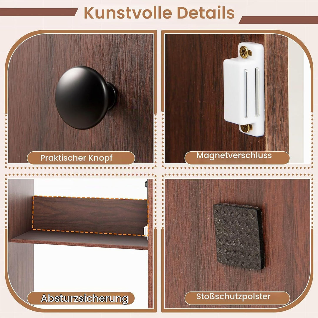 GIANTEX Nähtisch mit Ladestation, Nähmaschinentisch klappbar, Nähschrank mit Rollen, Nähmaschinensch