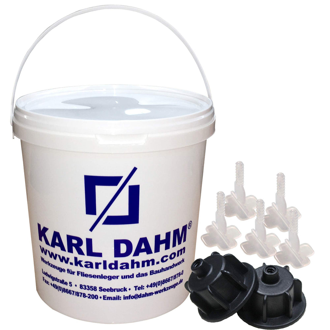 Karl Dahm Fliesen Nivelliersystem Basis-Set für 2 mm Fugen: 50 schwarze Zughauben für Fliesenstärke