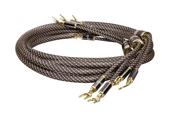 Dynavox Black Line Lautspecherkabel, Paar, Flexibles Premium High-End-Kabel mit hochwertigen Bananen