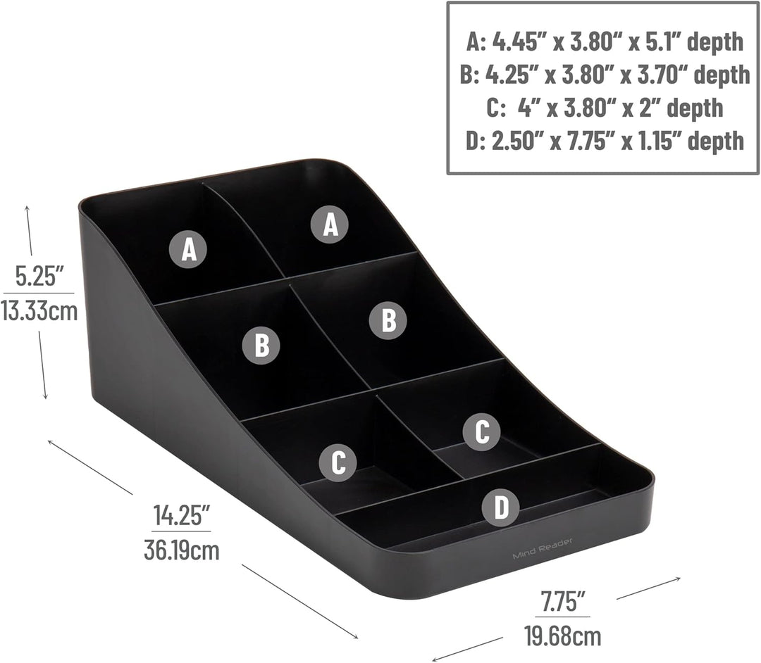 Mind Reader COMP7-BLK Anchor Collection Organizer für Kaffeetassen und Gewürze, 7 Fächer, Kunststoff