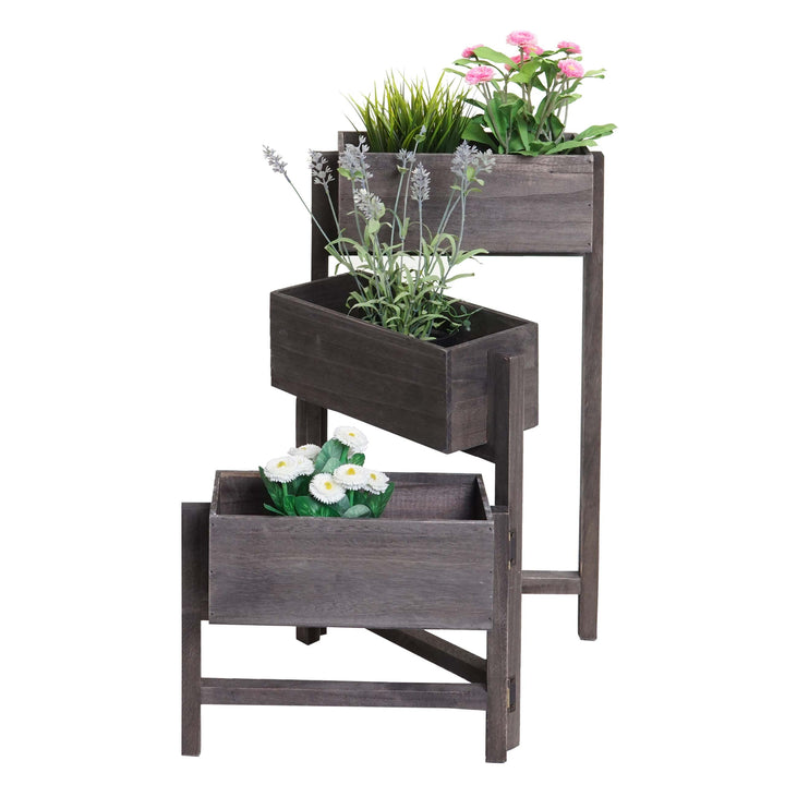 Mendler Pflanzregal T275, Standregal Blumenständer Pflanzkasten, 65x108x15cm, Holz Shabby-Look Vinta