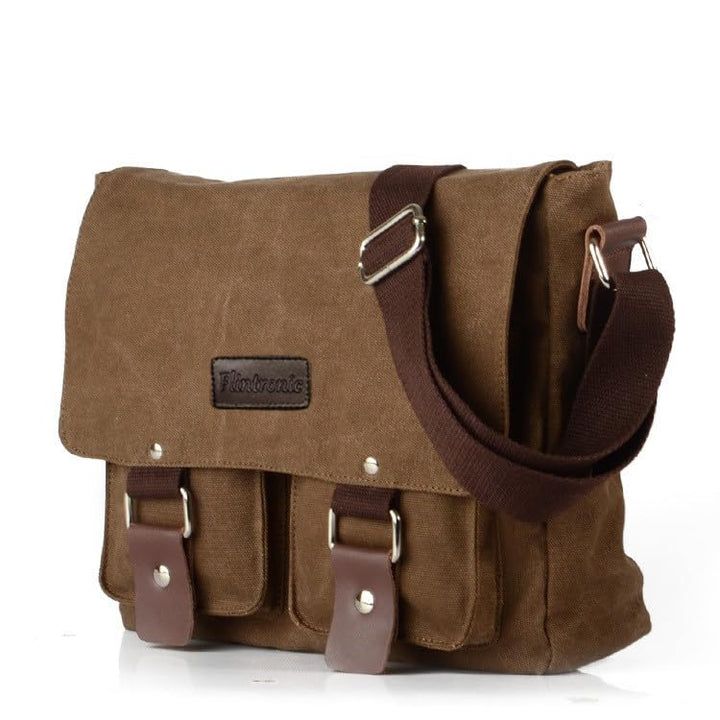 flintronic Umhängetasche, Vintage Canvas Schultertasche Herren Damen, Aktentasche Laptoptasche mit V