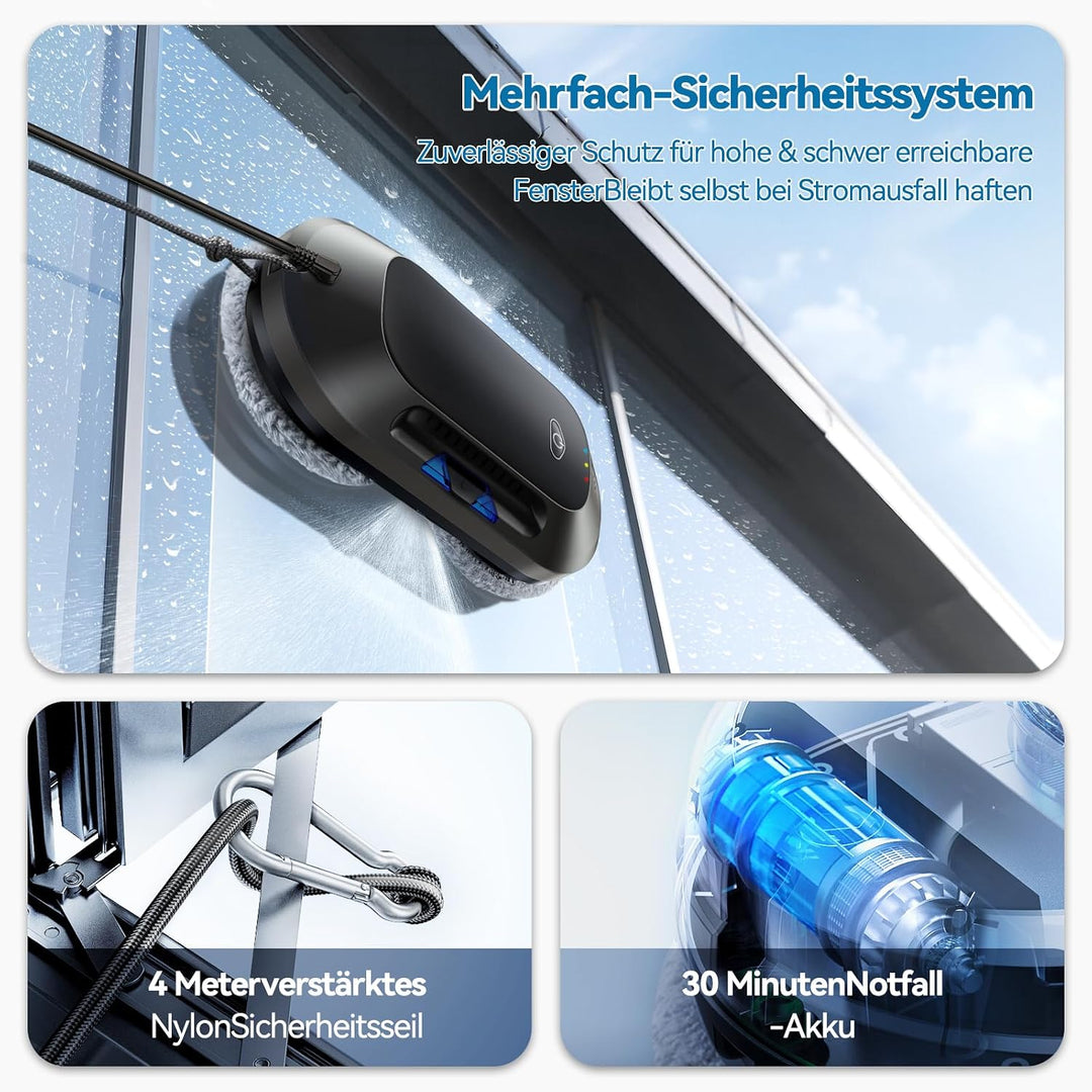 W23D 6500Pa Fensterputzroboter mit Doppeldüsen-Sprühfunktion, Elektrischer Fensterroboter Für Fenste