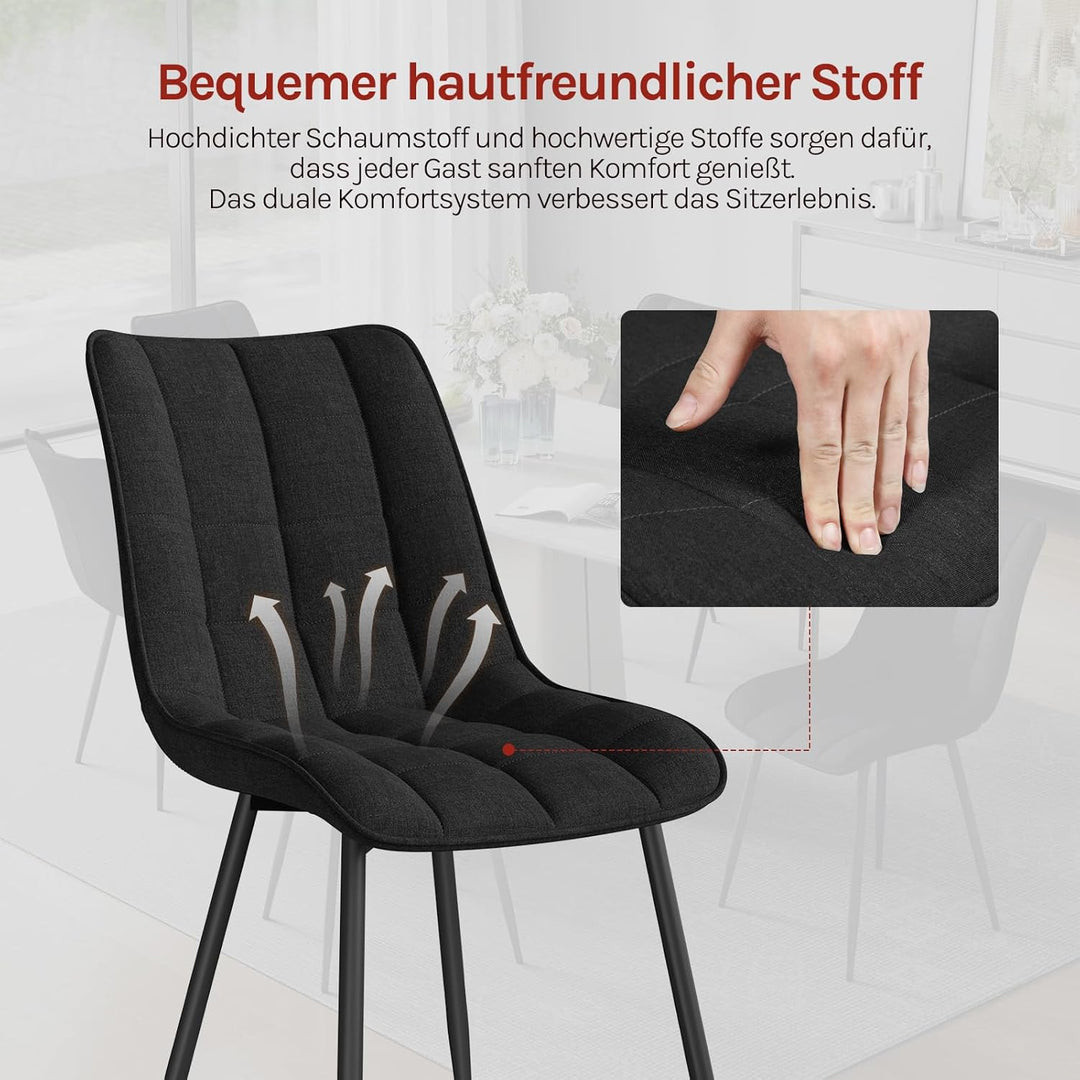 WOLTU Esszimmerstühle 2er Set, für Wohnzimmer Küche Esszimmer, Küchenstühle gepolstert mit Rückenleh