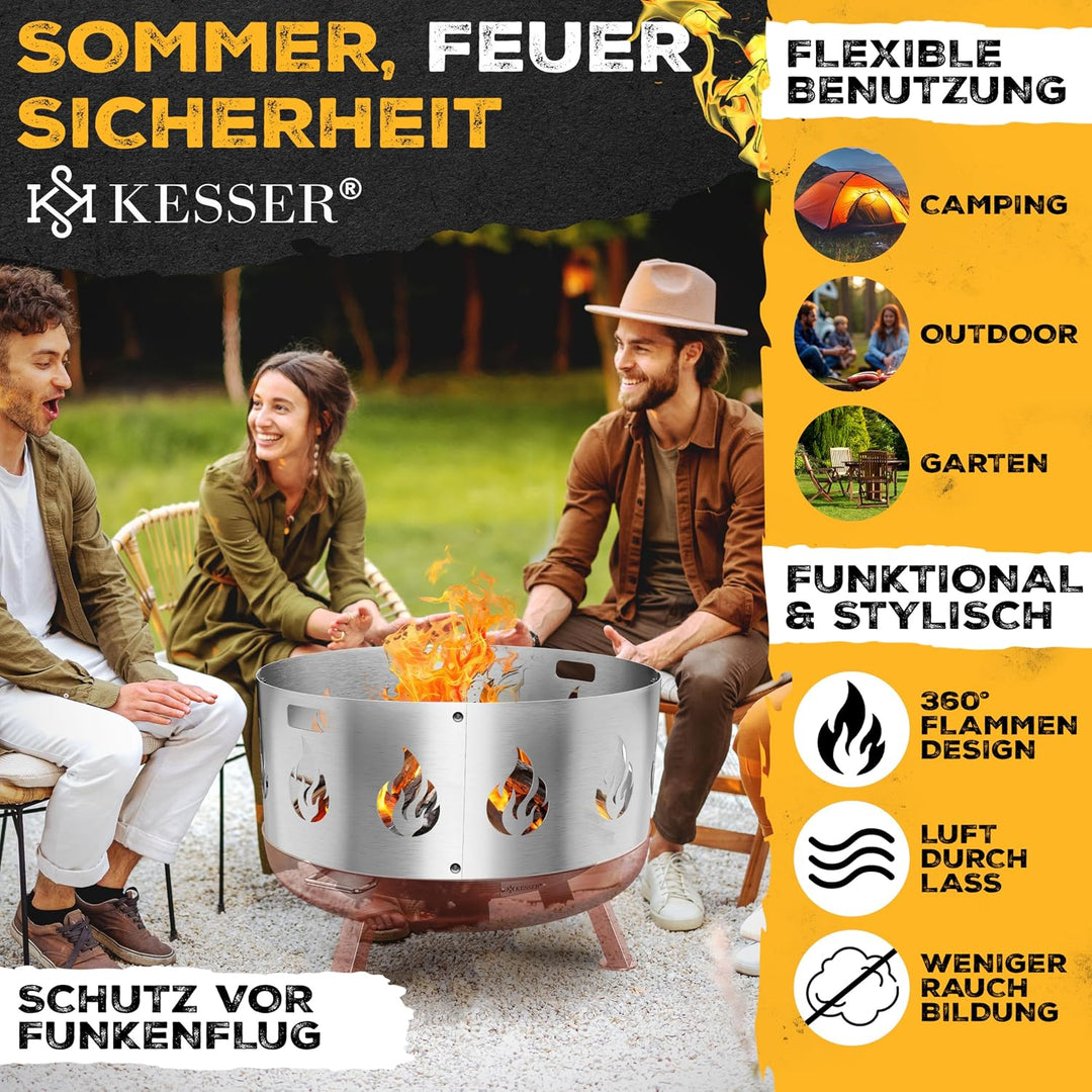 KESSER® Funkenschutz für Feuerschale Ø70cm aus legiertem Stahl 1,2mm Stahldicke kompatibel mit viele