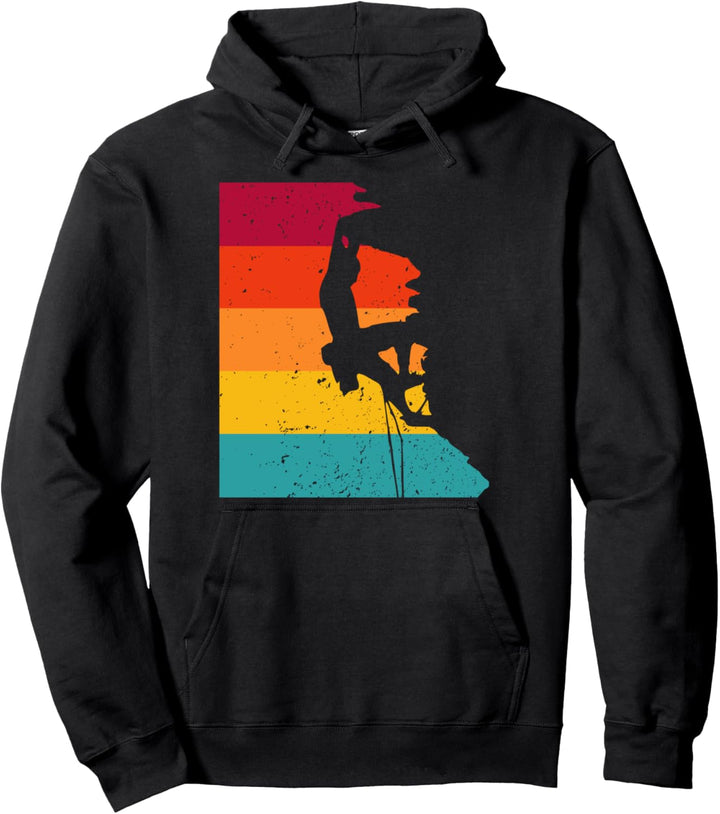Retro Bouldern Bergsteigen Freiklettern Klettern mit Motiv Pullover Hoodie