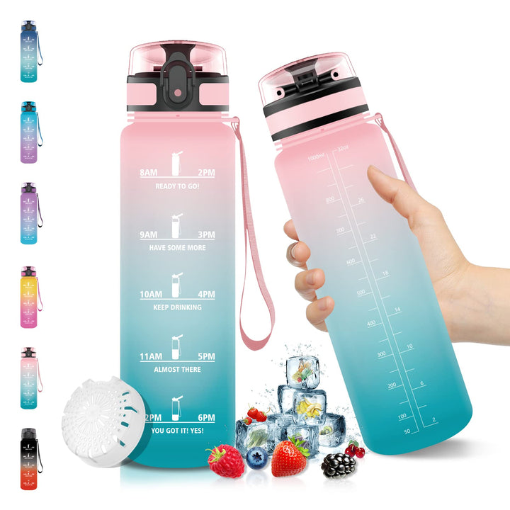 Vikaster Trinkflasche Sport, 500ml / 1L / 1,5L BPA-frei Tritan Auslaufsicher Kunststoff Wasserflasch