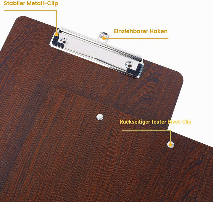 LELADY Klemmbrett Holz A5, 10 Stück Klemmbretter mit Metalklemme A5 Zentimeter, A5 Zentimeter