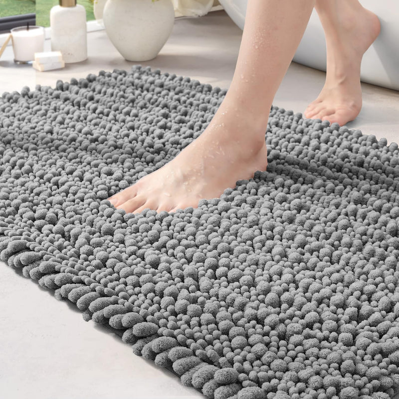 DEXI Badezimmerteppich 60 x 110 cm,Chenille Badematte rutschfest,weicher Badvorleger Maschinenwaschb
