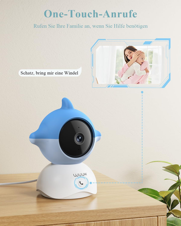 WUUK 2K Babyphone mit Kameras und App, 5.5 Zoll Display mit 360° PTZ Baby Monitor, 135° Weiter Blick