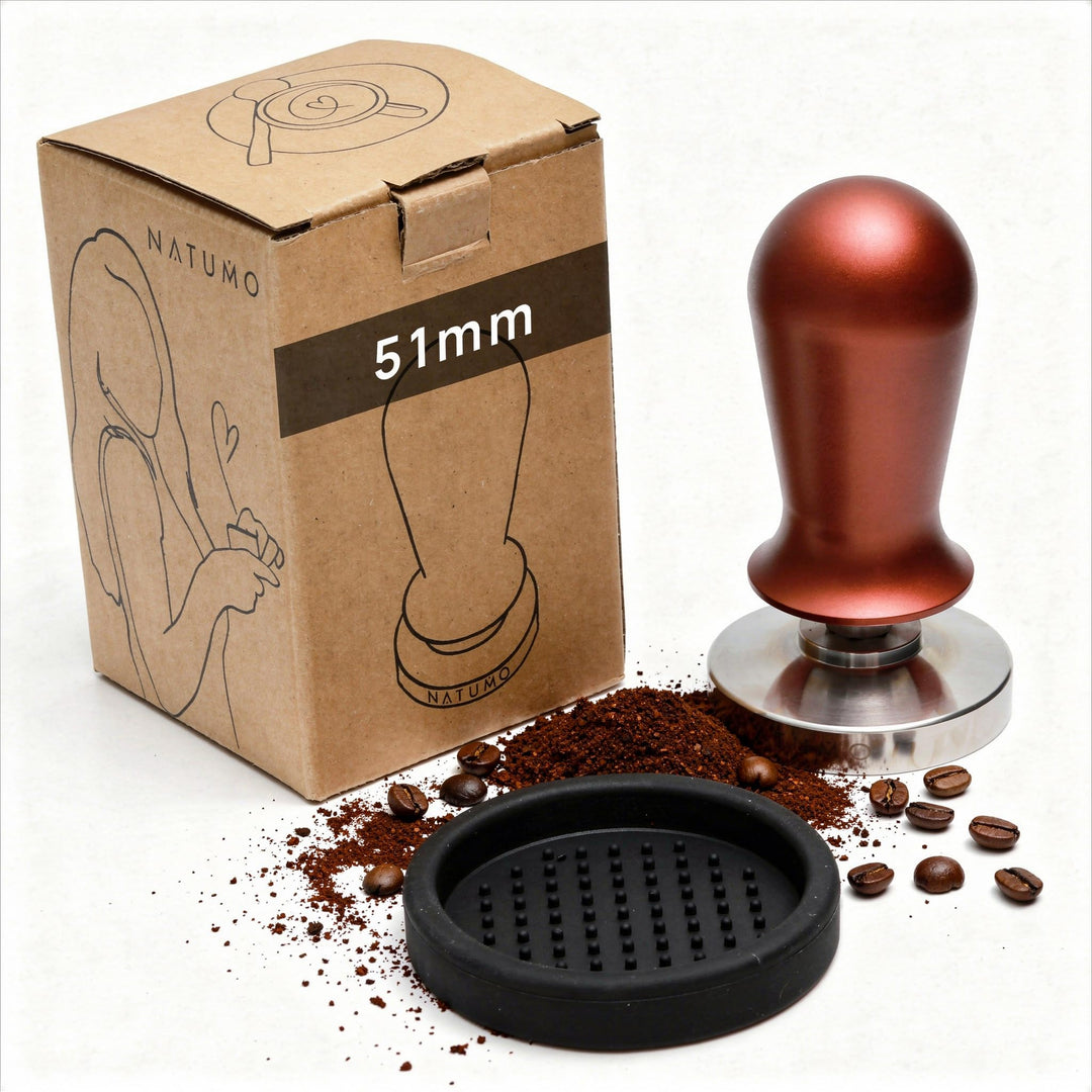 NATUMO Espresso Tamper 51mm, druckregulierend (15kg / 35lbs), Siebträger Zubehör, Kaffe Tamper Set m