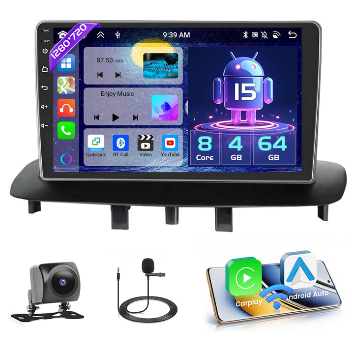 Hikity 8 core 4+64GB Android 15 Autoradio für Renault Megane 3 2009-2014 Radio Wireless CarPlay Andr
