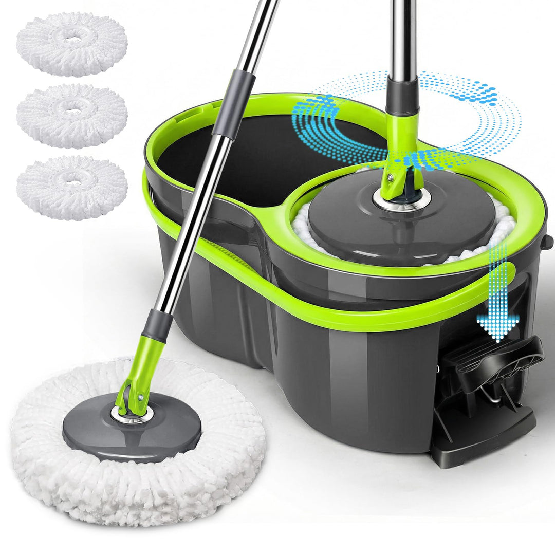 Wischmopp Set mit Eimer, Masthome 2-in-1 Bodenwischer Komplett Set mit 3 Mikrofaser-Pads, Wischmopp