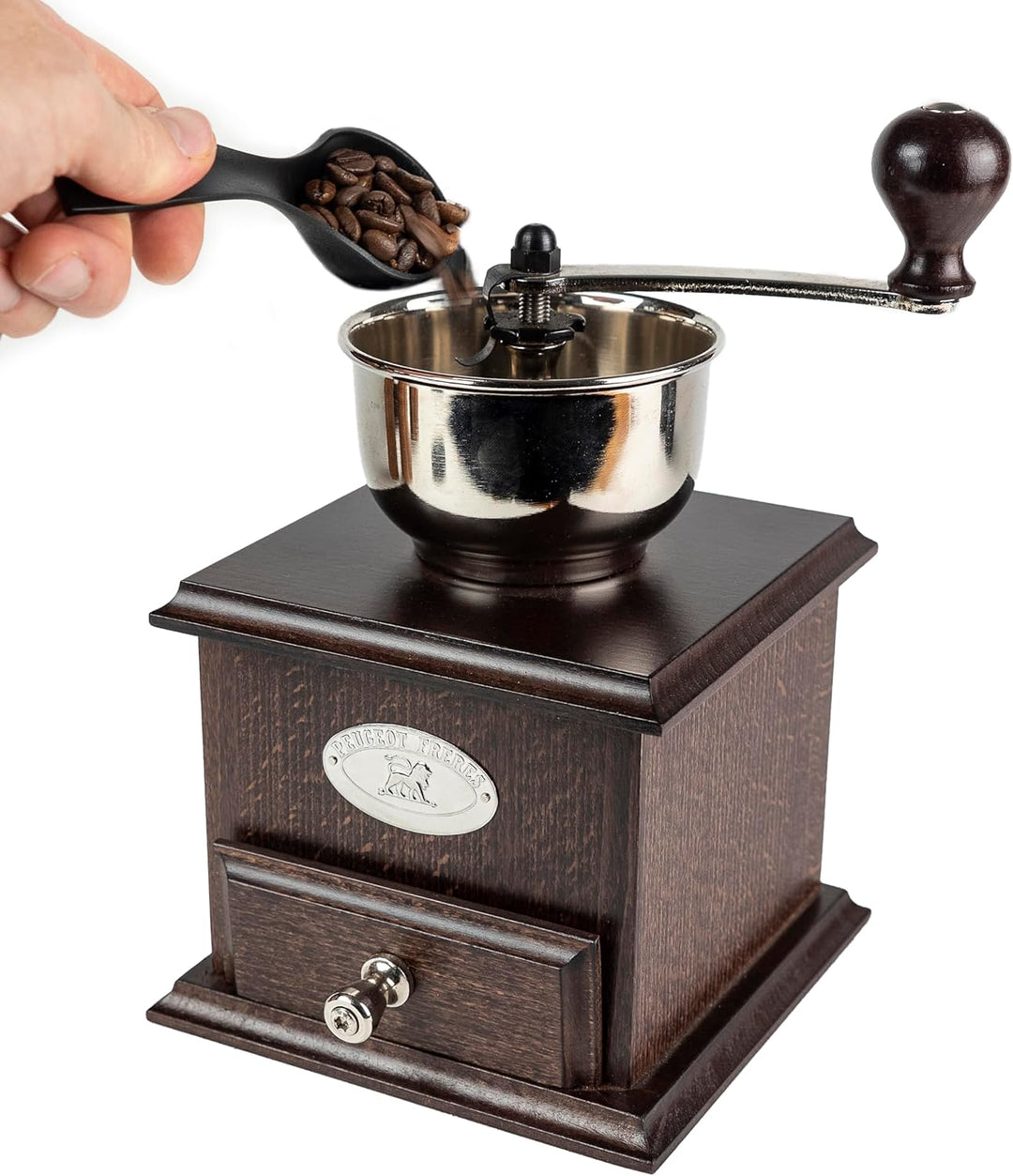 Peugeot Manuelle Kaffeemühle Brésil mit einstellbarem Mahlwerk, Höhe: 21 cm, Holz / Stahl, Braun, 19